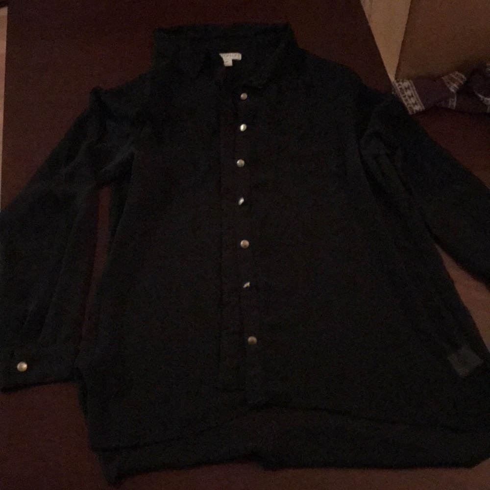 Black collared Gold button down sheer blouse
